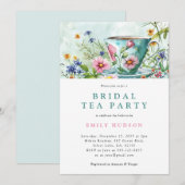 Floral Tea Party bruids douche uitnodiging (Voorkant / Achterkant)