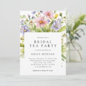 Floral Tea Party bruids douche uitnodiging (Staand voorkant)