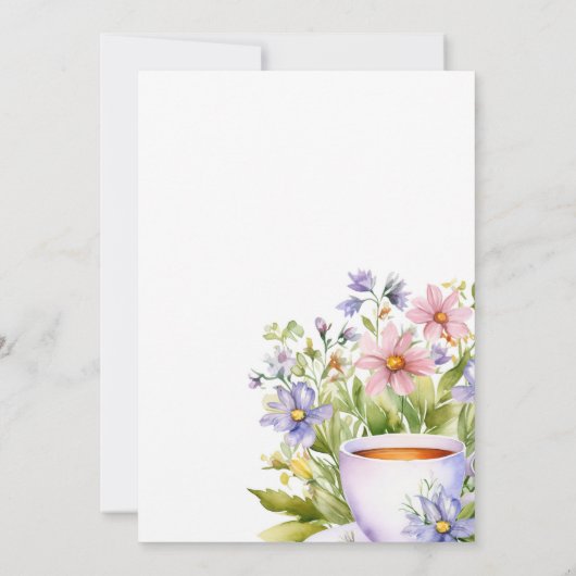 Floral Tea Party bruids douche uitnodiging (Achterkant)