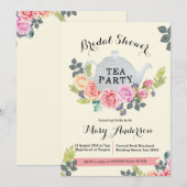 Floral Tea Party bruids douche uitnodiging (Voorkant / Achterkant)