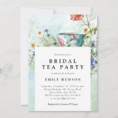 Floral Tea Party bruids douche uitnodiging (Voorkant)