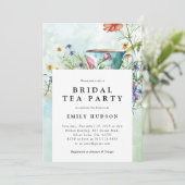 Floral Tea Party bruids douche uitnodiging (Staand voorkant)