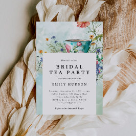 Floral Tea Party bruids douche uitnodiging