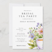 Floral Tea Party bruids douche uitnodiging (Voorkant)