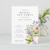 Floral Tea Party bruids douche uitnodiging (Staand voorkant)
