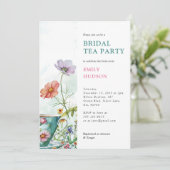 Floral Tea Party bruids douche uitnodiging (Staand voorkant)