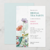 Floral Tea Party bruids douche uitnodiging (Voorkant / Achterkant)