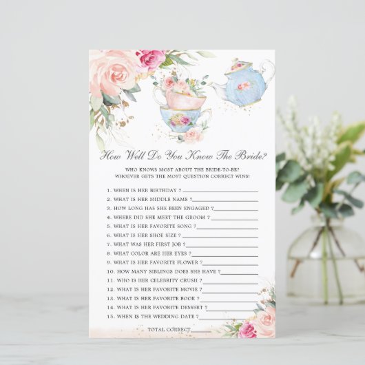 Floral Tea Party Hoe goed ken je het Bride Game? (Staand voorkant)