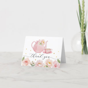 Floral Tea Party Meisje Baby shower Bedankt Card