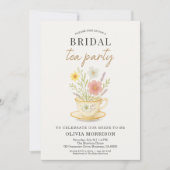 Floral Tea Party QR Code Bridal Shower Kaart (Voorkant)