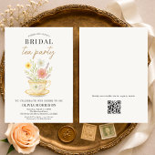Floral Tea Party QR Code Bridal Shower Kaart
