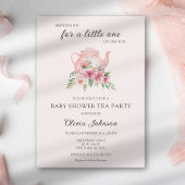 Floral Tea Party Roze Baby shower Binnenkort om ma Kaart