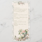 Floral Tea Party Sweet 16 Menu Card (Achterkant)