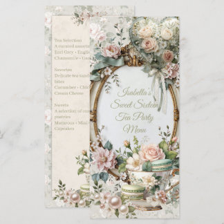 Floral Tea Party Sweet 16 Menu Card