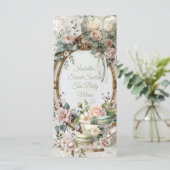 Floral Tea Party Sweet 16 Menu Card (Staand voorkant)