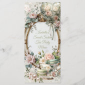 Floral Tea Party Sweet 16 Menu Card (Voorkant)