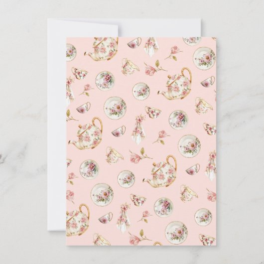 Floral Tea Party tak Verjaardag Uitnodiging (Achterkant)