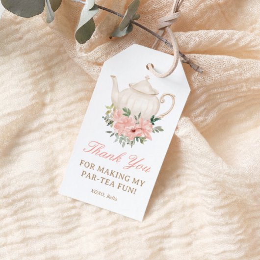 Floral Tea Party Verjaardag Dank u Cadeaulabel