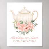 Floral Tea Party verjaardagen zijn zoete lekkernij Poster (Voorkant)