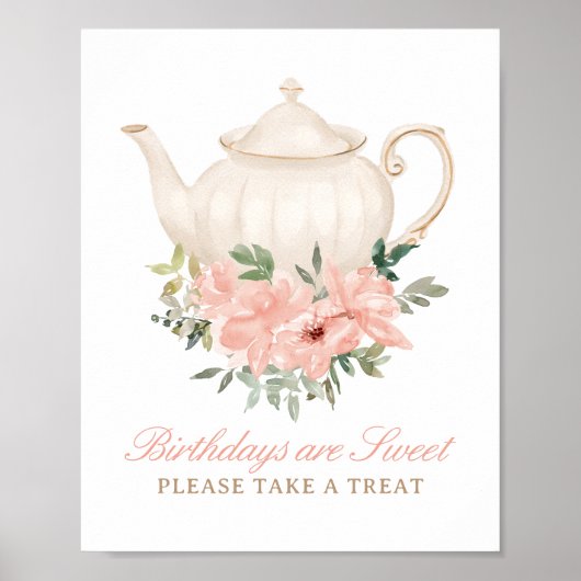 Floral Tea Party verjaardagen zijn zoete lekkernij Poster (Voorkant)