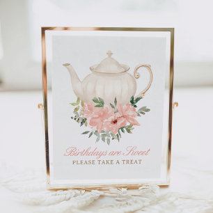 Floral Tea Party verjaardagen zijn zoete lekkernij Poster