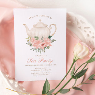 Floral Tea Party Verjaardagsfeest Kaart