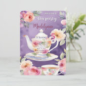 Floral Tea Party Verjaardagsfeest Kaart (Staand voorkant)