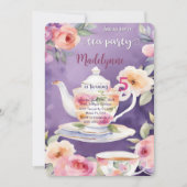 Floral Tea Party Verjaardagsfeest Kaart (Voorkant)