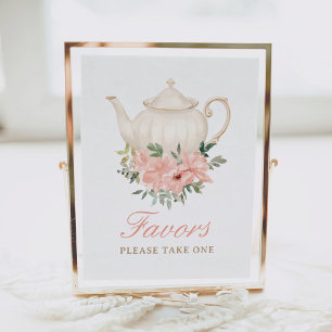 Floral Tea Party Verjaardagsgunsten teken Poster
