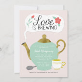 Floral Tea Party Vrijgezellenfeest Love is Brewing Kaart (Voorkant)