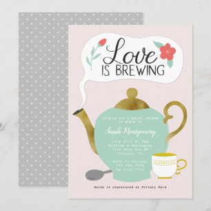 Floral Tea Party Vrijgezellenfeest Love is Brewing Kaart