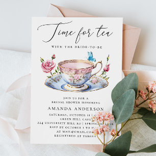 Floral Tea Party Vrijgezellenfeest met vlinder Kaart