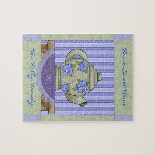 Floral Tea Pot Quilt Block Boxed Puzzle Legpuzzel (Horizontaal)