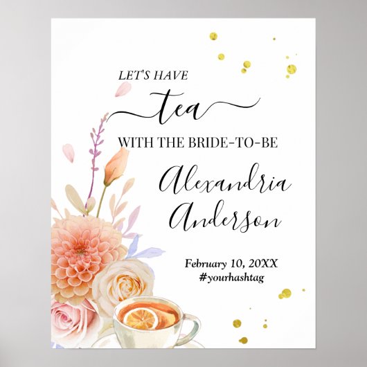 Floral Tea Vrijgezellenfeest Welkom Poster (Voorkant)