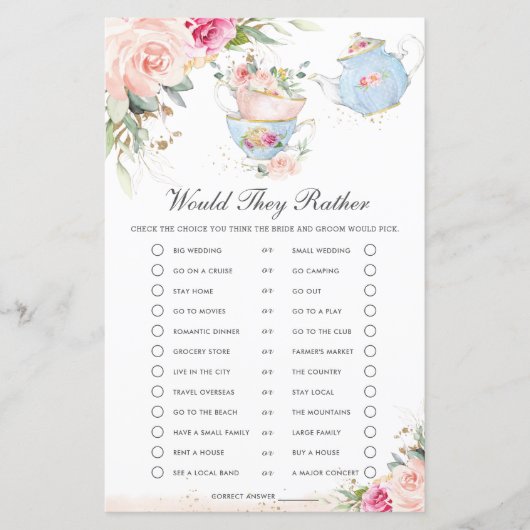 Floral Tea zou een soort bridal-spel zijn (Voorkant)