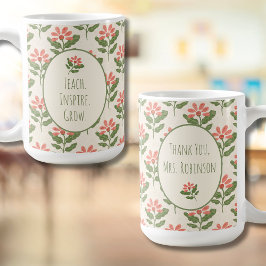 Floral Teacher Appreciation Mug | Custom Name Koffiemok