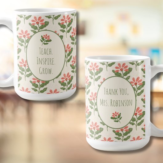 Floral Teacher Appreciation Mug | Custom Name Koffiemok