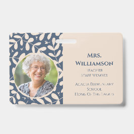 Floral Teacher Educator Personeel Foto ID Badge