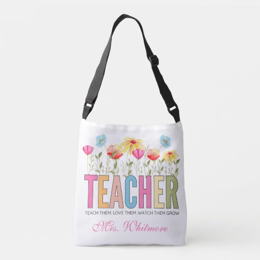 Floral Teacher Grow With Love Crossbody Tas (Achterkant)