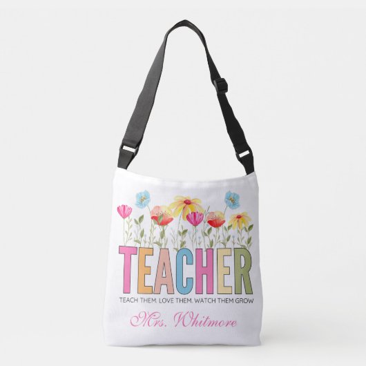 Floral Teacher Grow With Love Crossbody Tas (Voorkant)