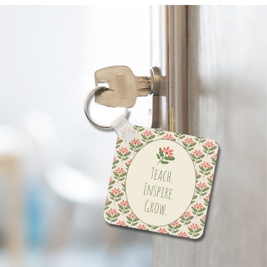 Floral Teacher Keychain | Teach • Inspire • Grow