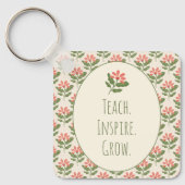 Floral Teacher Keychain | Teach • Inspire • Grow (Voorkant)