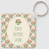 Floral Teacher Keychain | Teach • Inspire • Grow (Achterkant)