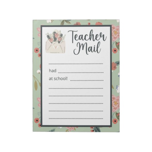 Floral Teacher Mail Notitieblok (Linkerzijde)