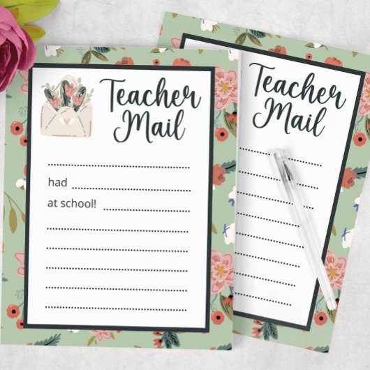Floral Teacher Mail Notitieblok