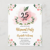 Floral Teacher Pensioen Party Budget Uitnodiging (Voorkant)