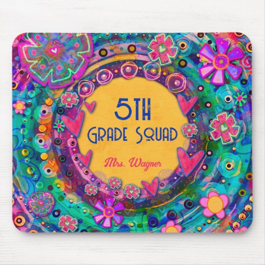  Floral Teacher Squad gepersonaliseerd Muismat (Voorkant)