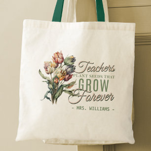 Floral Teachers Waardering Canvas tas