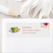 Floral Teacup Adresetiketten Etiket (Insitu)