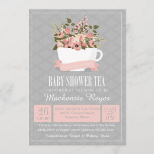 Floral Teacup Baby shower Tea Kaart